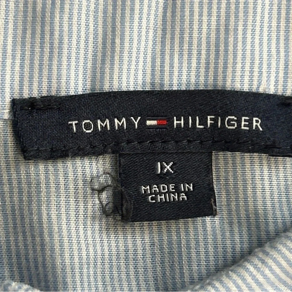 Tommy Hilfiger Women’s 1X Layered Collared Top Pink Blue Striped Preppy Casual - Picture 14 of 16